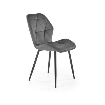 Scaun stil scandinav Briana, catifea gri, inaltime 86 cm, cadru otel