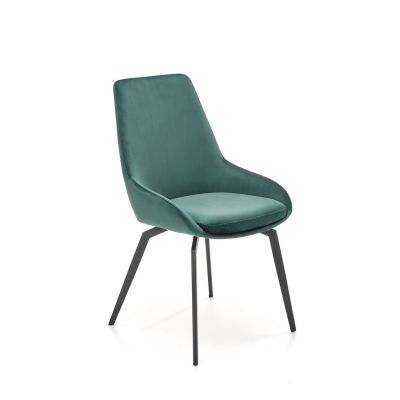 Scaun tapitat cu catifea verde, pentru living/sufragerie, picioare metal, design modern, inaltime 91 cm