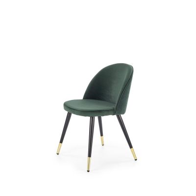 Scaun tapitat Selma, pentru living elegant, cadru metal, tapiterie de catifea, 50x55x76x47cm, verde