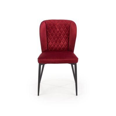 Scaun tapitat sufragerie Velvet visiniu, cadru otel, stil clasic, 50x60x84x48 cm