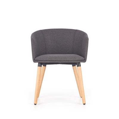 Scaun tapitat tip fotoliu, cadru din lemn, stil modern, 56x72x46 cm, tapiterie material textil, gri inchis