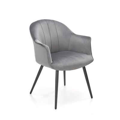 Scaun tip fotoliu Daria, tapiterie catifea, metal, stil modern, 67x62x84x49 cm, gri