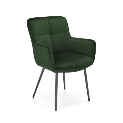 Scaun tip fotoliu pentru dining, tesatura de catifea, otel, stil modern, inaltime 87 cm, verde