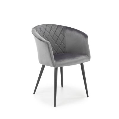 Scaun Velvet Grey, catifea eleganta, picioare metal, design clasic, 62x53x78x47 cm