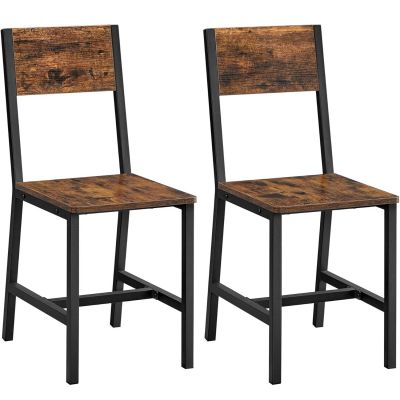 Set 2 scaune de living, cu spatar, stil industrial, 37x50x87 cm, maro rustic