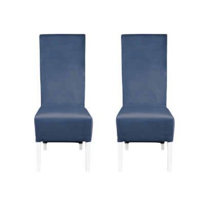 Set 2 scaune living VANESSA, picioare lemn alb, stofa albastru deschis, 47x60x110 cm