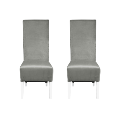 Set 2 scaune living VANESSA, picioare lemn alb, stofa bej, 47x60x110 cm