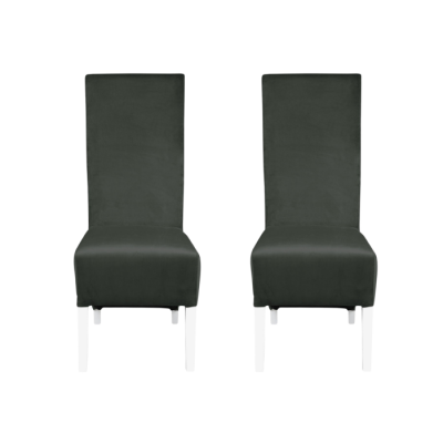 Set 2 scaune living VANESSA, picioare lemn alb, stofa gri inchis, 47x60x110 cm