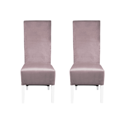 Set 2 scaune living VANESSA, picioare lemn alb, stofa roz pudra, 47x60x110 cm