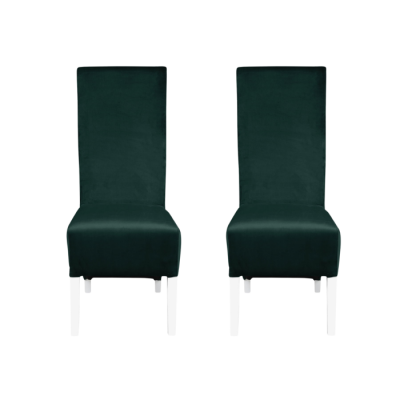 Set 2 scaune living VANESSA, picioare lemn alb, stofa verde smarald, 47x60x110 cm