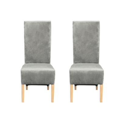 Set 2 scaune living VANESSA, picioare lemn natur, stofa bej, 47x60x110 cm