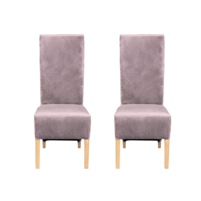 Set 2 scaune living VANESSA, picioare lemn natur, stofa roz pudra, 47x60x110 cm