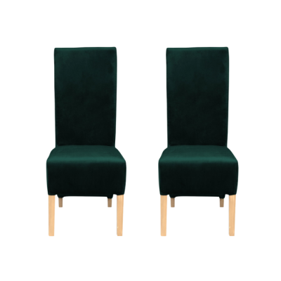Set 2 scaune living VANESSA, picioare lemn natur, stofa verde smarald, 47x60x110 cm