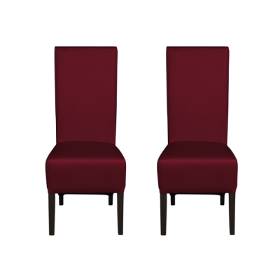 Set 2 scaune living VANESSA, picioare lemn wenge, piele ecologica bordo, 47x60x110 cm