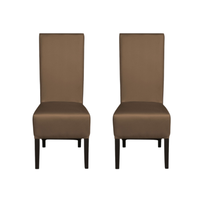 Set 2 scaune living VANESSA, picioare lemn wenge, piele ecologica cappuccino, 47x60x110 cm