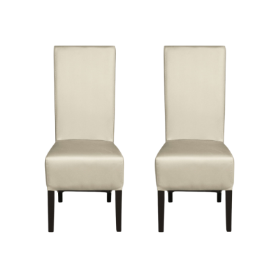 Set 2 scaune living VANESSA, picioare lemn wenge, piele ecologica crem, 47x60x110 cm