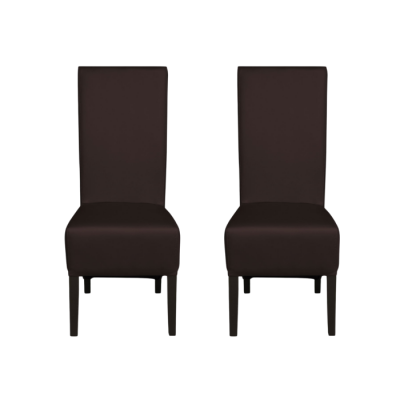 Set 2 scaune living VANESSA, picioare lemn wenge, piele ecologica maro inchis, 47x60x110 cm