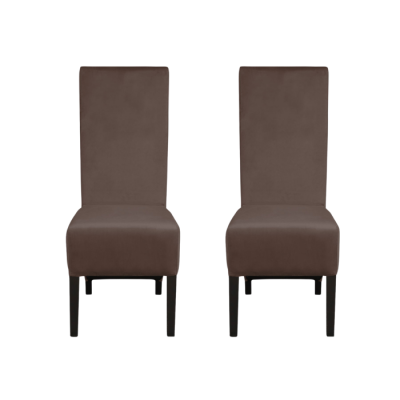 Set 2 scaune living VANESSA, picioare lemn wenge, stofa maro, 47x60x110 cm