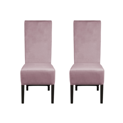 Set 2 scaune living VANESSA, picioare lemn wenge, stofa roz pudra, 47x60x110 cm