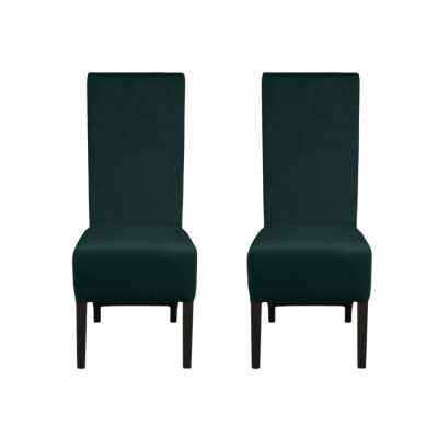 Set 2 scaune living VANESSA, picioare lemn wenge, stofa verde smarald, 47x60x110 cm
