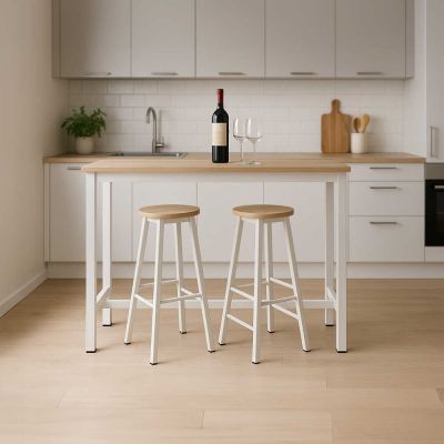 Set masa dining, bar Marle, Alb - Negru, 120x40x100 cm