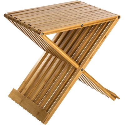 Taburet pliabil 5Five din bambus, 40x32x45 cm, maro caramel