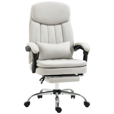 Vinsetto Scaun de birou cu funcție de masaj și încălzire, ergonomic, 66x67x110-118cm, Alb crem | Aosom Romania