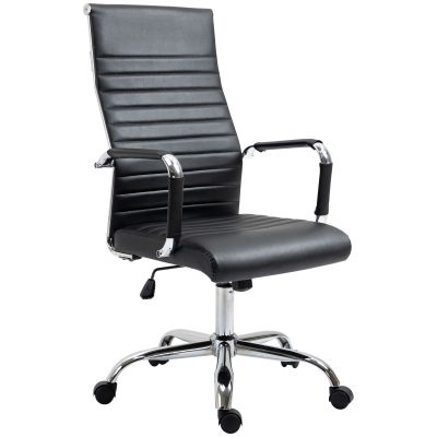 Vinsetto Scaun de birou ergonomic cu funcție balans scaun managerial reglabil înălțime scaun de birou căptușit piele ecologică spumă negru 54 x 62 x 104-114 cm | Aosom Romania