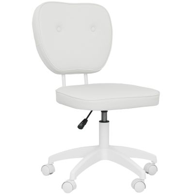 Vinsetto Scaun de birou fără brațe, fauteuil de birou, înălțime reglabilă, rotativ 360°, 46 x 59 x 82-92 cm, alb | Aosom Romania