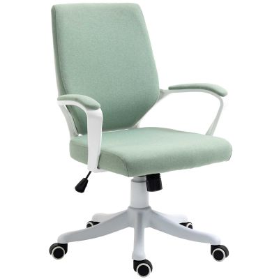 Vinsetto Scaun de birou Scaun de birou cu suport lombar ergonomic reglabil in inaltime gros captusit ergonomica roti pivotante 360° Poliester Nylon PP Verde+Alb 62x69x92-100 cm | Aosom Romania