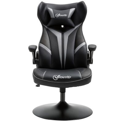 Vinsetto Scaun gamer scaun de joc gaming pivotant la 360° ergonomic înălțime reglabilă brațe rabatabile pernă tăiere incluse înveliș similicuir 67 x 70 x 106-112 cm gri deschis și negru | Aosom Romania