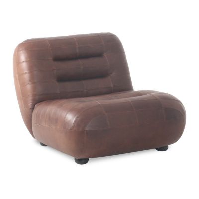 Fotoliu maro cu tapiÈu009Berie din piele Wyatt âu0080Dutchbone
