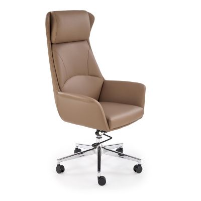 Scaun birou Ederson, ergonomic, stil modern, inaltime reglabila 125-131 cm, maxim 120 kg, functie multiblock, piele eco, maro