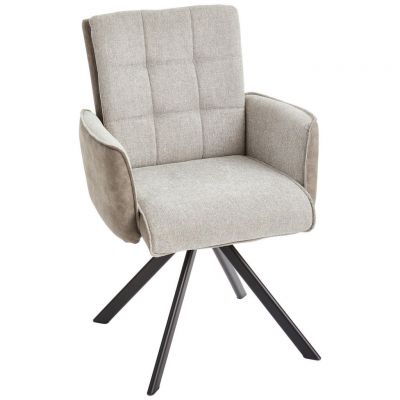 Scaun Cu Brațe din lemn, metal, textil, gri, negru