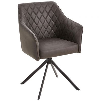 Scaun Cu Brațe din lemn, metal, textil, gri