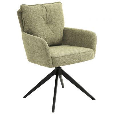 Scaun Cu Brațe din lemn, metal, textil, verde, negru