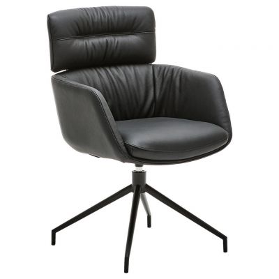 Scaun Cu Brațe din metal, piele, negru