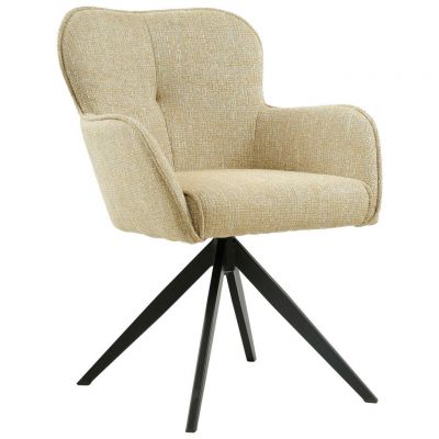 Scaun Cu Brațe din metal, textil, galben, negru