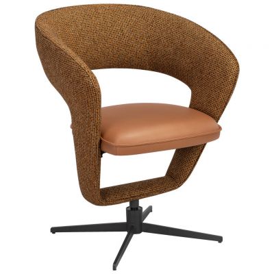 Scaun Cu Brațe din metal, textil, maro, ruginiu