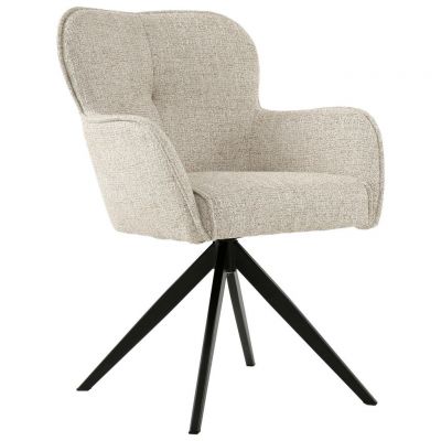 Scaun Cu Brațe din metal, textil, negru, bej