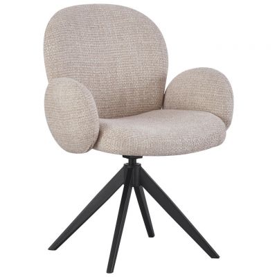 Scaun Cu Brațe din metal, textil, negru, taupe