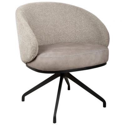 Scaun Cu Brațe din metal, textil, negru, taupe