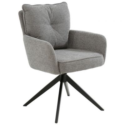 Scaun Cu Brațe din metal, textil, negru, taupe