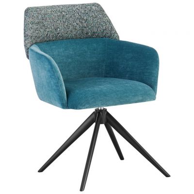 Scaun Cu Brațe din metal, textil, negru, turcoaz