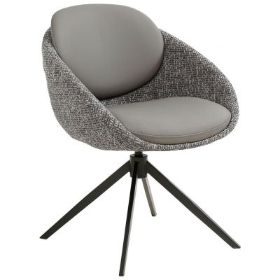 Scaun Cu Brațe din metal, textil, piele, gri, negru, kaki