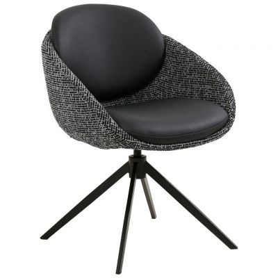 Scaun Cu Brațe din metal, textil, piele, negru