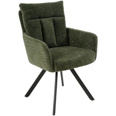 Scaun Cu Brațe din metal, textil, verde, negru