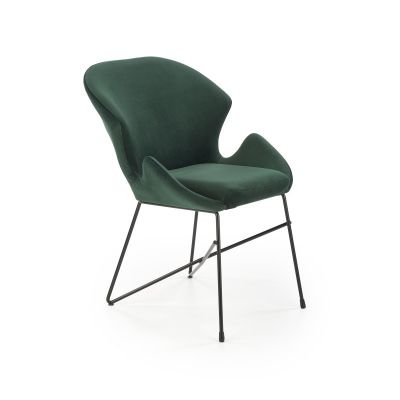 Scaun cu cadru metalic pentru sufragerie, antiderapant, modern, 57x62x82x49cm, catifea, verde