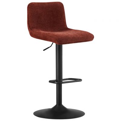 Scaun De Bar din metal, textil, negru, maro-roșiatic