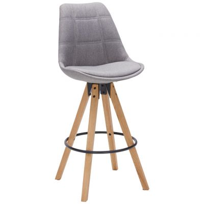 Scaun De Bar din textil, culoare lemn stejar, gri deschis